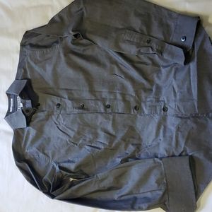 Express Men's Dark Gray Button Down Extra Slim Fit Cotton Shirt Size S 14-14 1/2